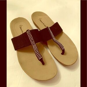 Bear Traps Black Sandals with Rhinestones